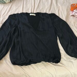 Zimmermann Striped Mesh Black Relaxed Puff Sleeve Blouse size 3 (large)
